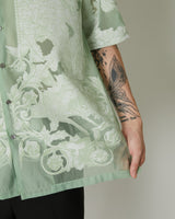 TRANSPARENT TOILE DE JOUY OPEN COLLAR SHIRT GREEN