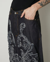 SCULPTURE DENIM WIDE PANTS