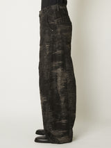 DENIM CURVED PANTS