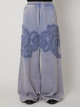 SCULPTURAL EMBROIDERY JERSEY SWEAT WIDE PANTS