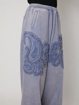 SCULPTURAL EMBROIDERY JERSEY SWEAT WIDE PANTS