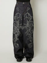 SCULPTURE DENIM WIDE PANTS
