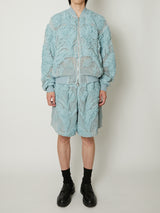 MESH EMBROIDERY ZIP BLOUSON BLUE