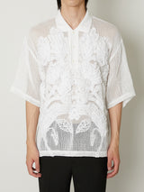 MESH EMBROIDERY POLO SHIRT WHITE