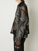 EUROPEAN MOTIF MESH SKIPPER SHIRT BLACK