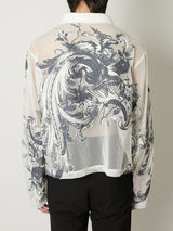EUROPEAN MOTIF MESH SKIPPER SHIRT WHITE