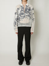 EUROPEAN MOTIF MESH SKIPPER SHIRT WHITE