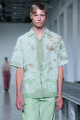 TRANSPARENT TOILE DE JOUY OPEN COLLAR SHIRT GREEN