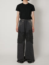 SCULPTURAL EMBROIDERY JERSEY SWEAT WIDE PANTS - TAAKK