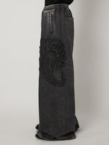 SCULPTURAL EMBROIDERY JERSEY SWEAT WIDE PANTS - TAAKK