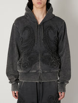 SCULPTURAL EMBROIDERY JERSEY ZIP HOODIE - TAAKK