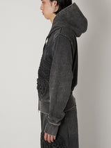 SCULPTURAL EMBROIDERY JERSEY ZIP HOODIE - TAAKK