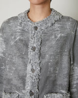 TAAKK DENIM COLLARLESS JACKET BLACK BLEACH - TAAKK