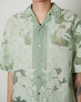 TRANSPARENT TOILE DE JOUY OPEN COLLAR SHIRT GREEN - TAAKK