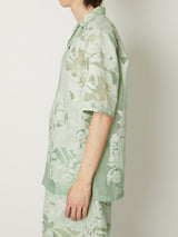 TRANSPARENT TOILE DE JOUY OPEN COLLAR SHIRT GREEN - TAAKK