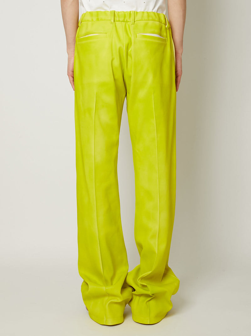LEATHER COATING JERSEY TRACK PANTS