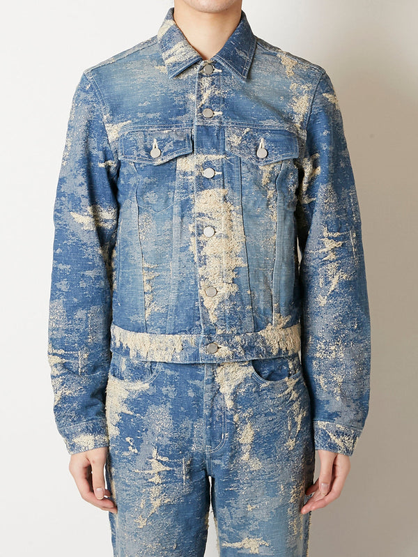 TAAKK DENIM TIGHT BLOUSON INDIGO BLEACH　13.5 OZ.