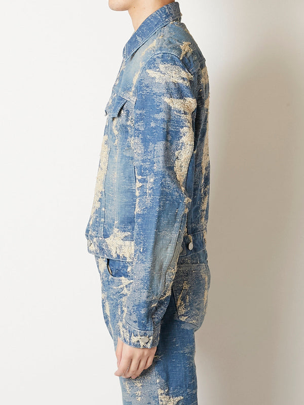 TAAKK DENIM TIGHT BLOUSON INDIGO BLEACH　13.5 OZ.
