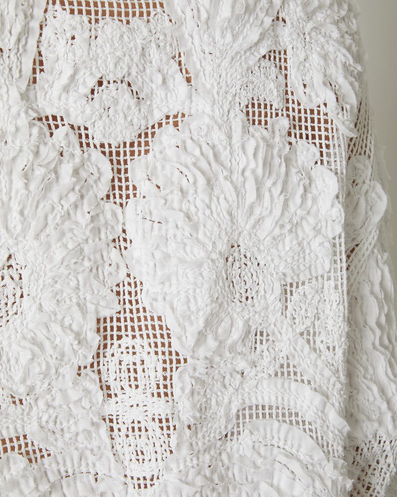 MESH EMBROIDERY ZIP BLOUSON WHITE
