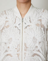 MESH EMBROIDERY ZIP BLOUSON WHITE
