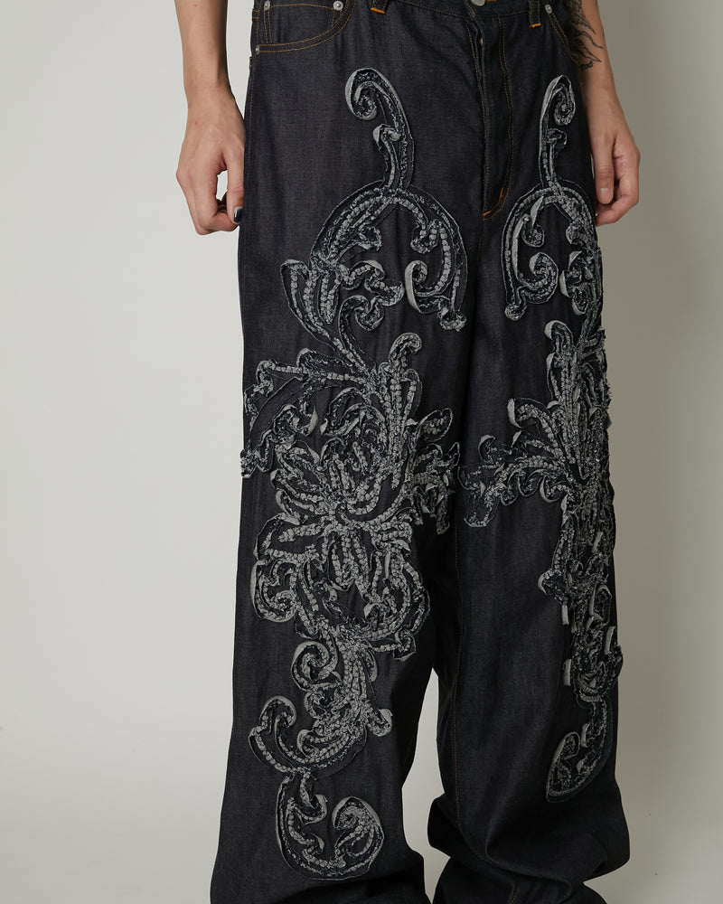 SCULPTURE DENIM WIDE PANTS