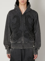 SCULPTURAL EMBROIDERY JERSEY ZIP HOODIE