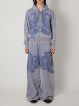 SCULPTURAL EMBROIDERY JERSEY ZIP HOODIE