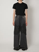 SCULPTURAL EMBROIDERY JERSEY SWEAT WIDE PANTS