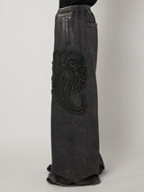 SCULPTURAL EMBROIDERY JERSEY SWEAT WIDE PANTS