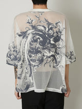 EUROPEAN MOTIF MESH T-SHIRT WHITE - TAAKK