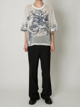 EUROPEAN MOTIF MESH T-SHIRT WHITE - TAAKK