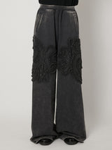 SCULPTURAL EMBROIDERY JERSEY SWEAT WIDE PANTS - TAAKK