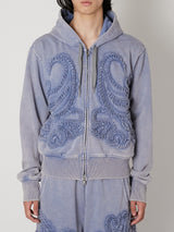 SCULPTURAL EMBROIDERY JERSEY ZIP HOODIE - TAAKK