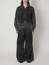 SCULPTURAL EMBROIDERY JERSEY ZIP HOODIE - TAAKK