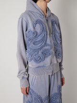 SCULPTURAL EMBROIDERY JERSEY ZIP HOODIE - TAAKK