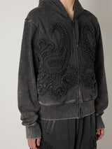 SCULPTURAL EMBROIDERY JERSEY ZIP HOODIE - TAAKK