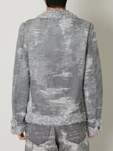 TAAKK DENIM COLLARLESS JACKET BLACK BLEACH - TAAKK