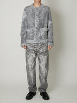 TAAKK DENIM COLLARLESS JACKET BLACK BLEACH - TAAKK