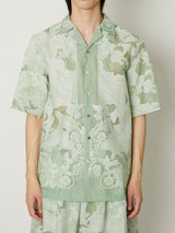 TRANSPARENT TOILE DE JOUY OPEN COLLAR SHIRT GREEN - TAAKK