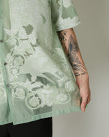 TRANSPARENT TOILE DE JOUY OPEN COLLAR SHIRT GREEN - TAAKK